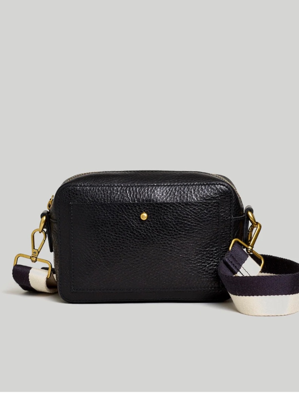 Madewell Black Transport Camera Bag with Striped Strap